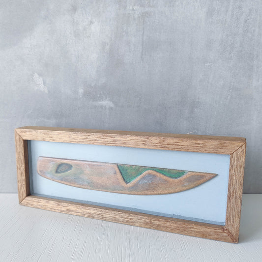 Scottish School modernist relief abstract painted carved board of abstract form in artist frame