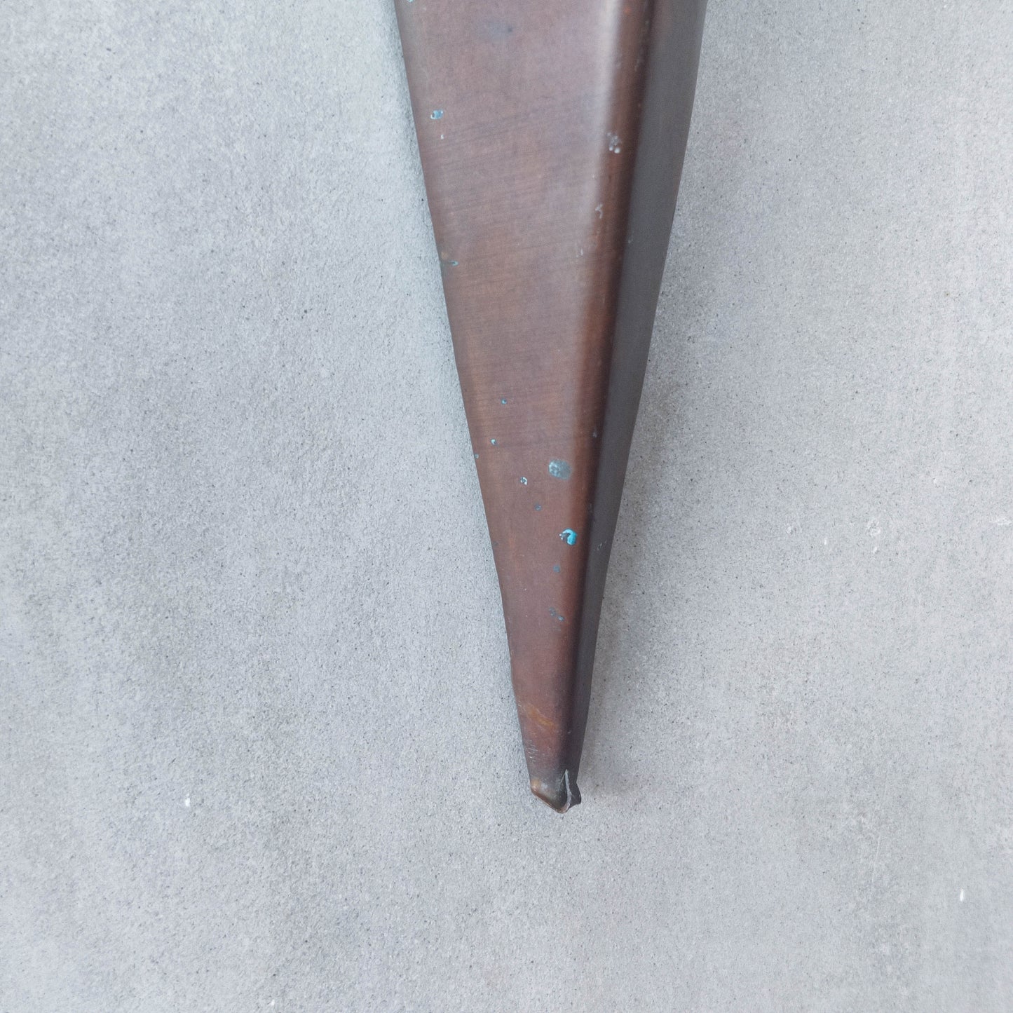 Artisan fabricated copper sculptural pyramid metalwork candle sconce leaf wreath