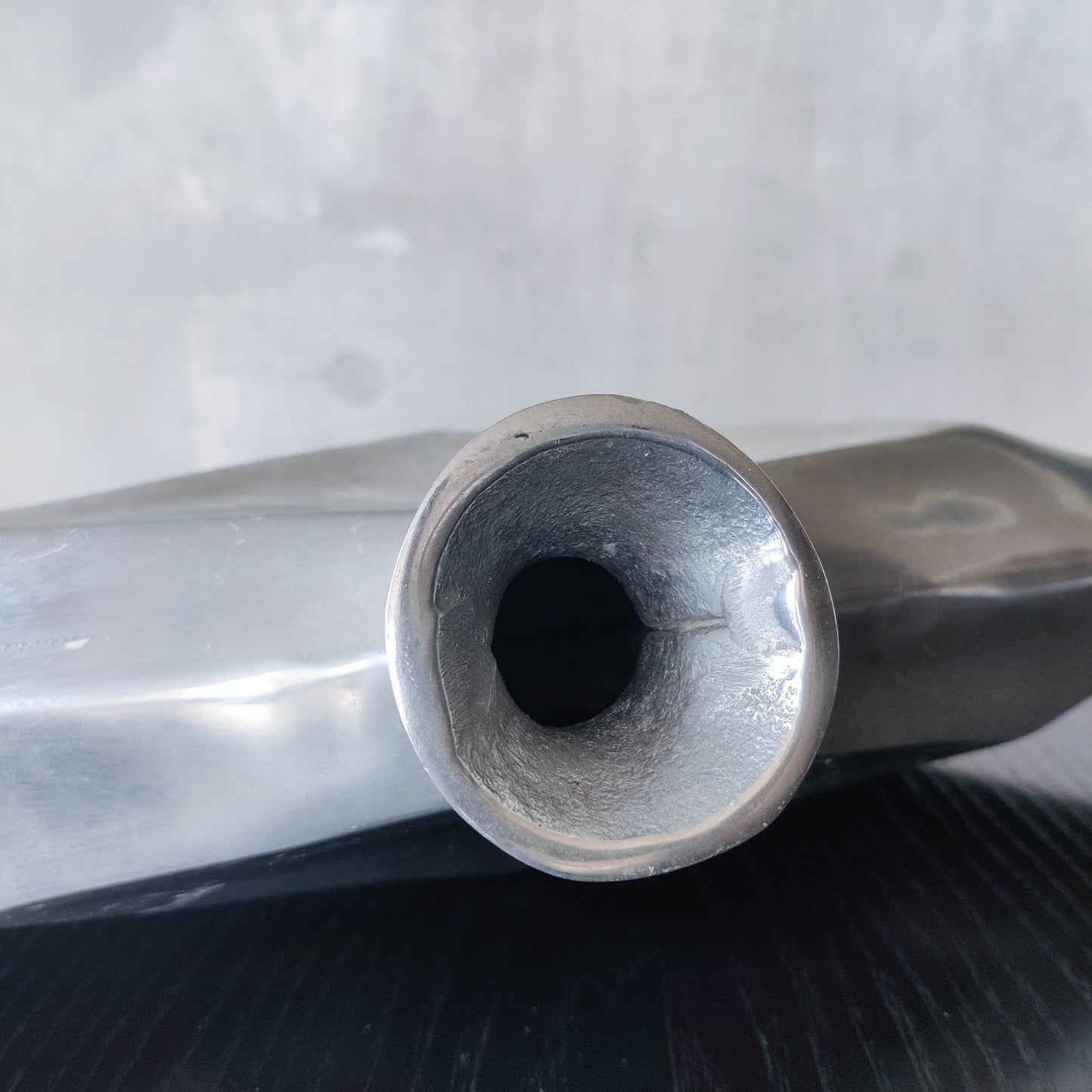 Vintage 1990s hand cast aluminium modernist sculptural vessel faceted vase form