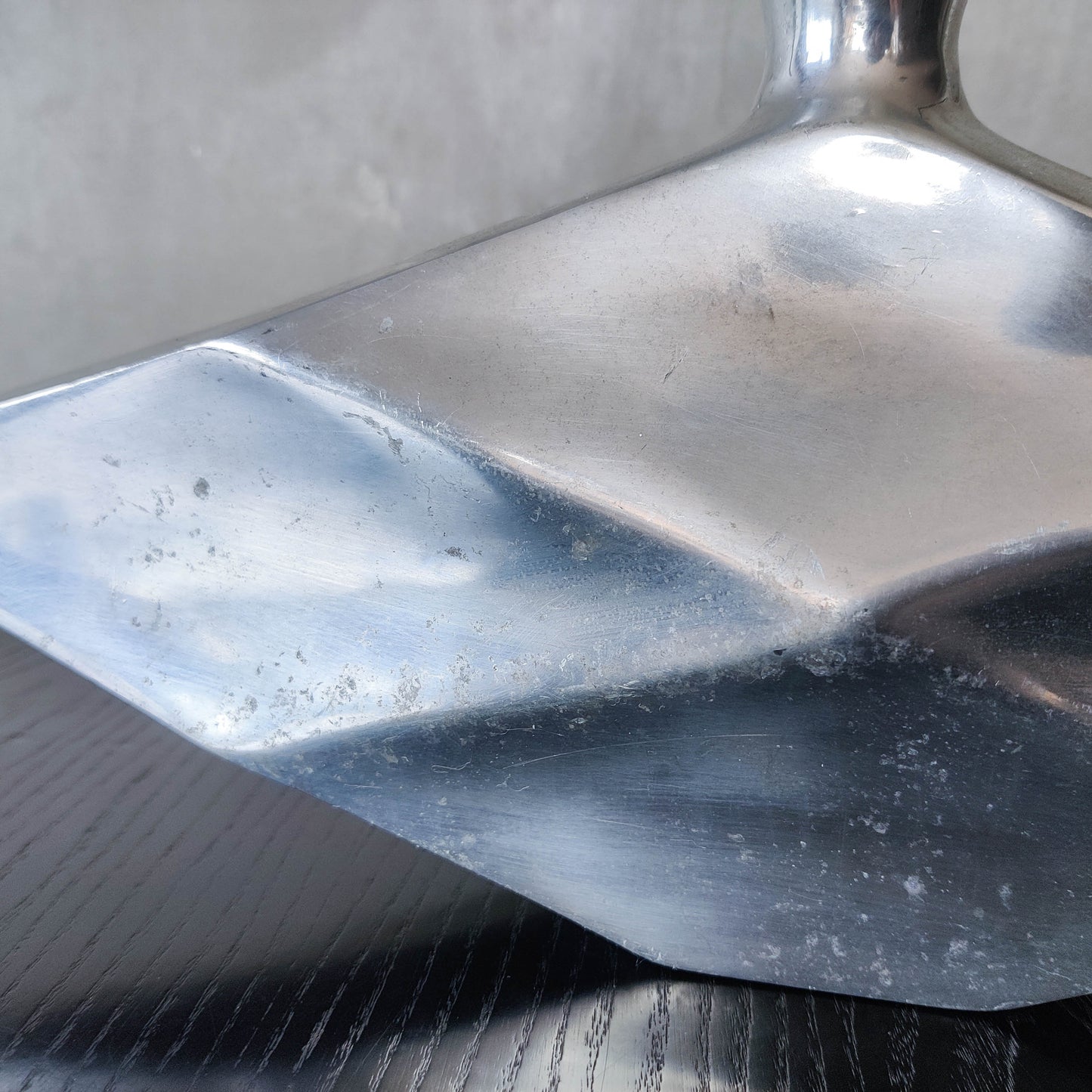 Vintage 1990s hand cast aluminium modernist sculptural vessel faceted vase form