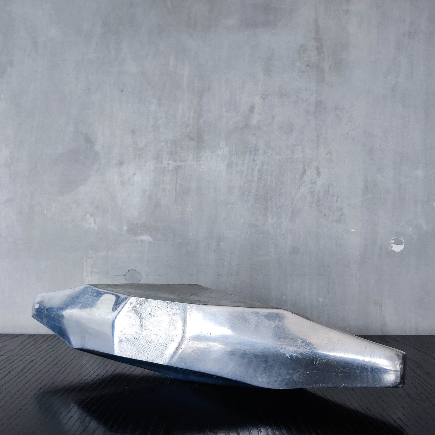 Vintage 1990s hand cast aluminium modernist sculptural vessel faceted vase form