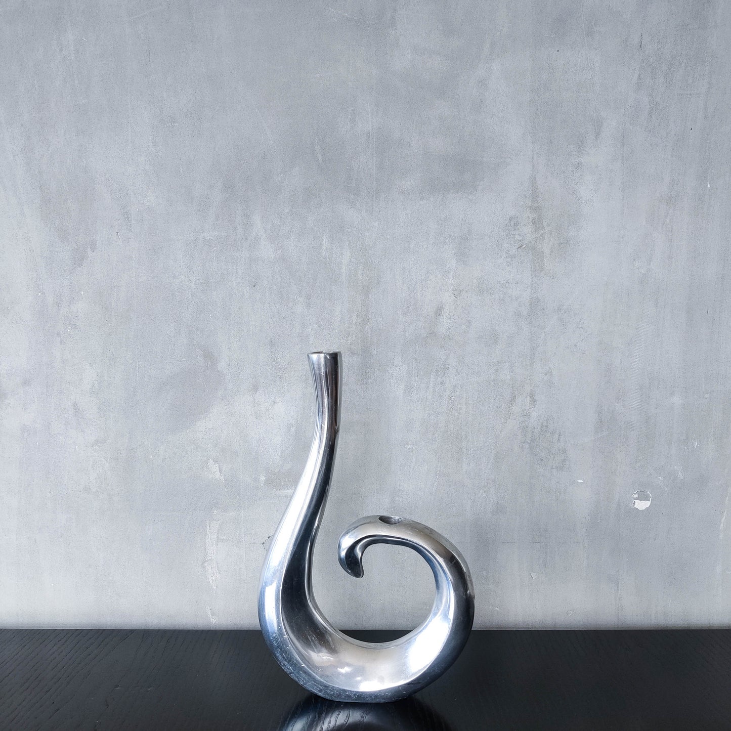 Vintage 1990s cast aluminium sculptural double candle holder candelabra