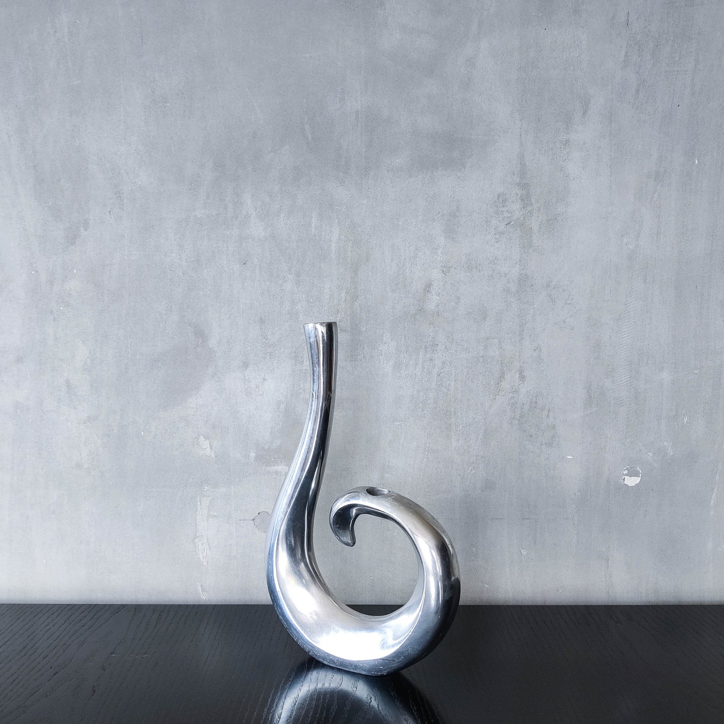 Vintage 1990s cast aluminium sculptural double candle holder candelabra