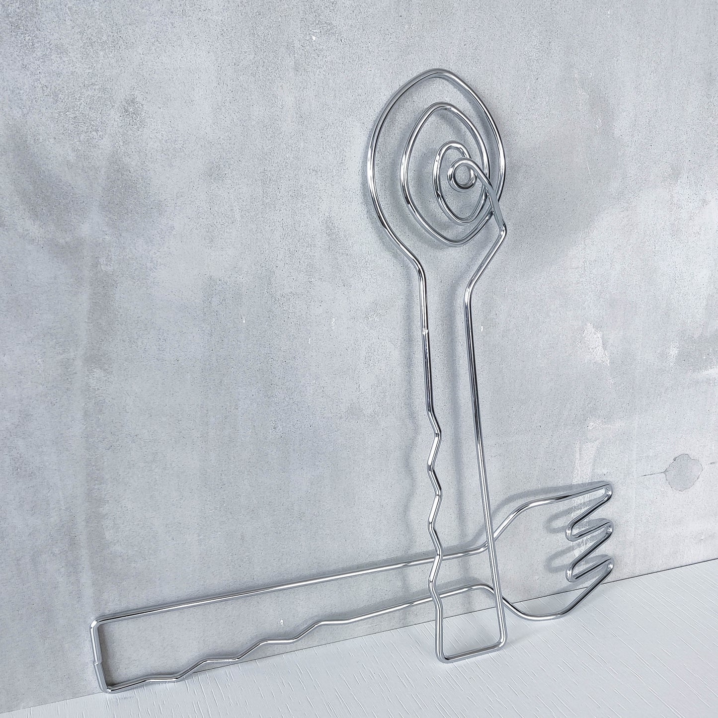 Vintage 1990s salad servers spoons serving abstract wirework metal sculptural