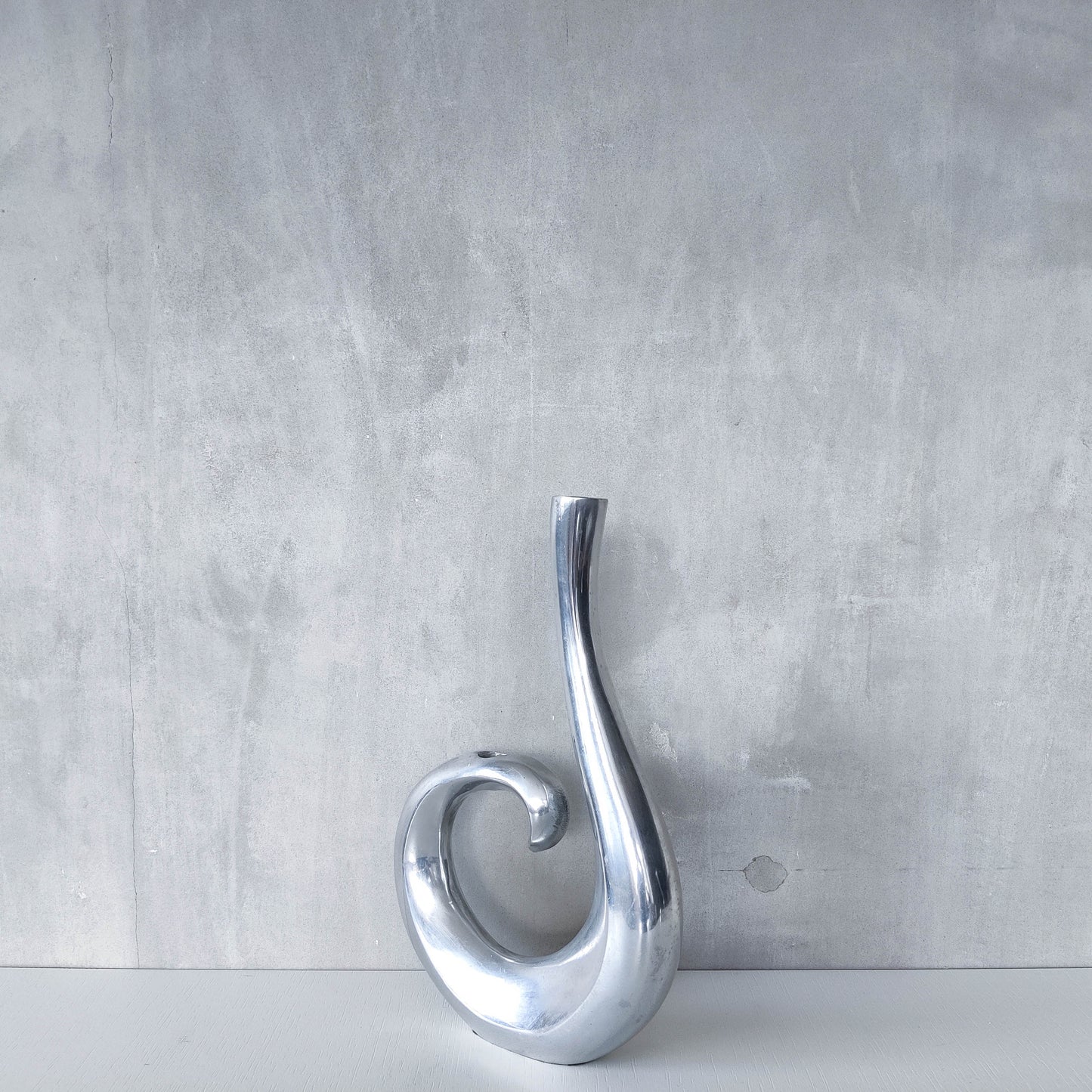 Vintage 1990s cast aluminium sculptural double candle holder candelabra