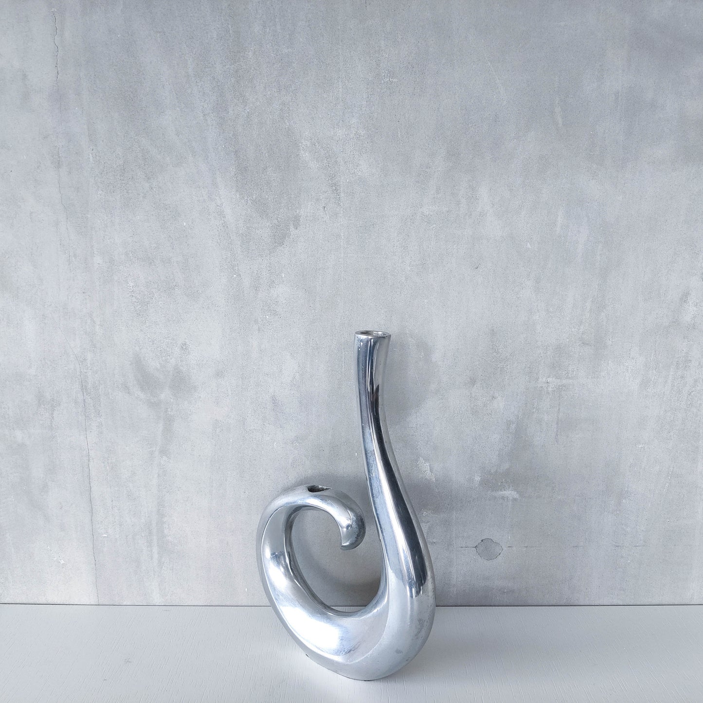 Vintage 1990s cast aluminium sculptural double candle holder candelabra