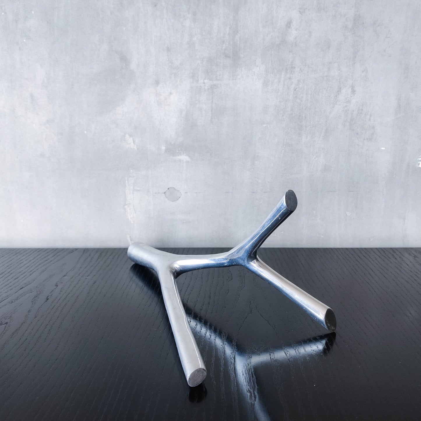 Vintage 1990s cast aluminium sculptural candle holder chrome organic branch form