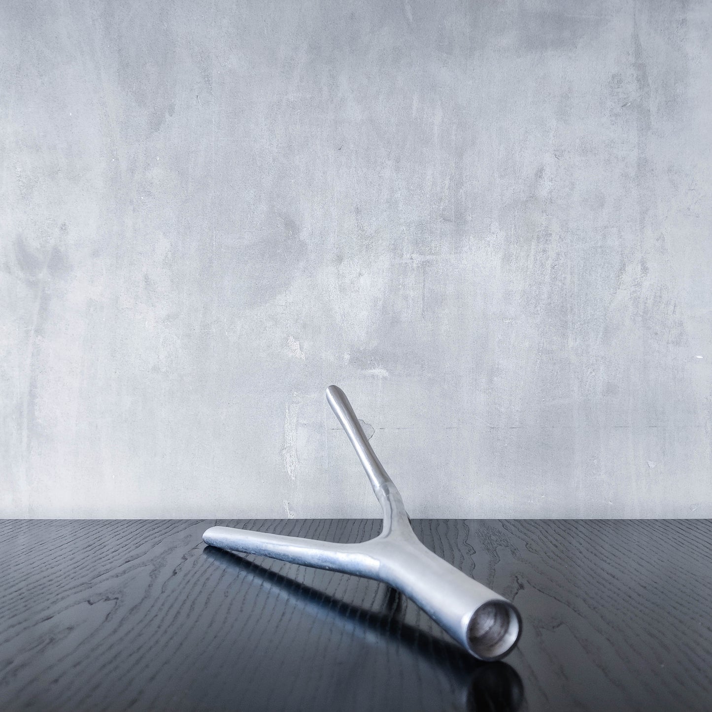 Vintage 1990s cast aluminium sculptural candle holder chrome organic branch form