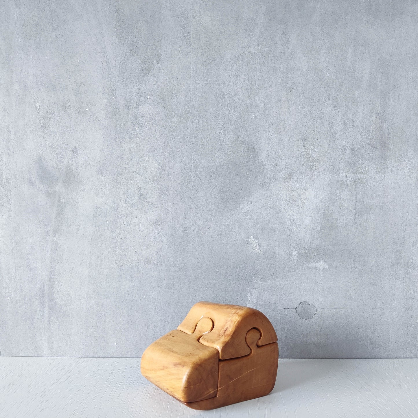 Vintage carved silver birch puzzle jewellery trinket box organic sculpture treen