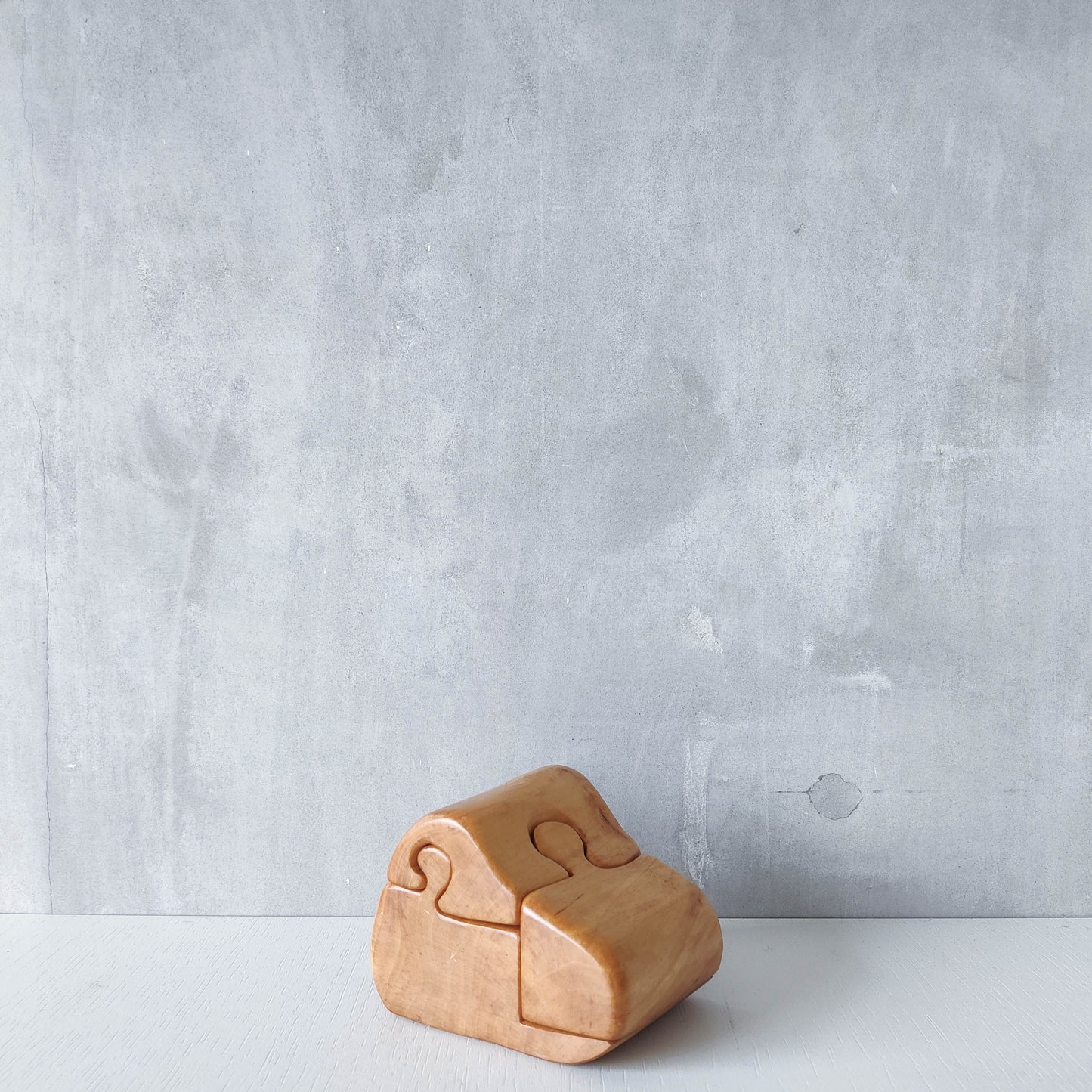 Vintage carved silver birch puzzle jewellery trinket box organic sculpture treen