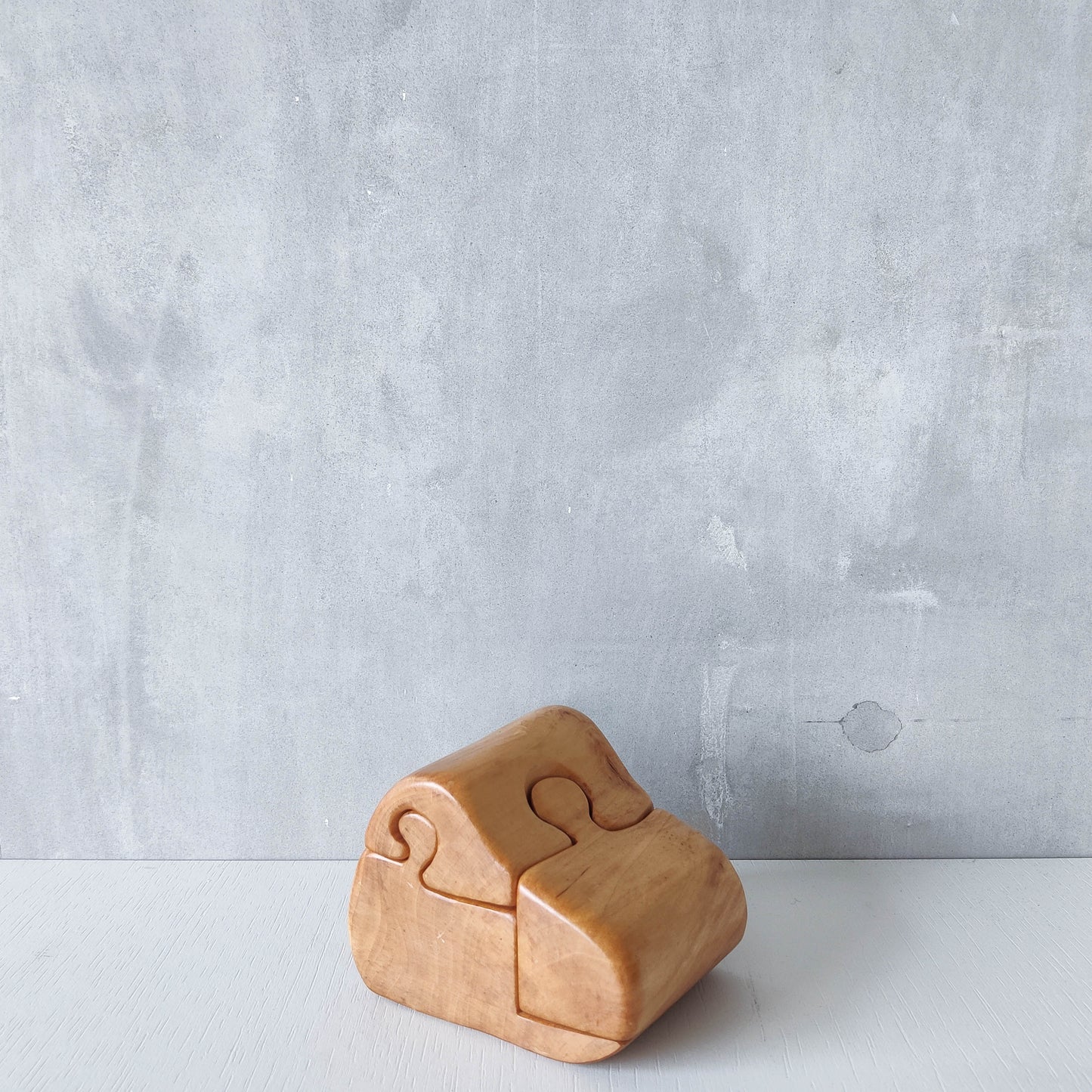 Vintage carved silver birch puzzle jewellery trinket box organic sculpture treen