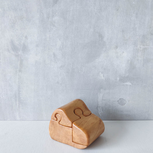 Vintage carved silver birch puzzle jewellery trinket box organic sculpture treen