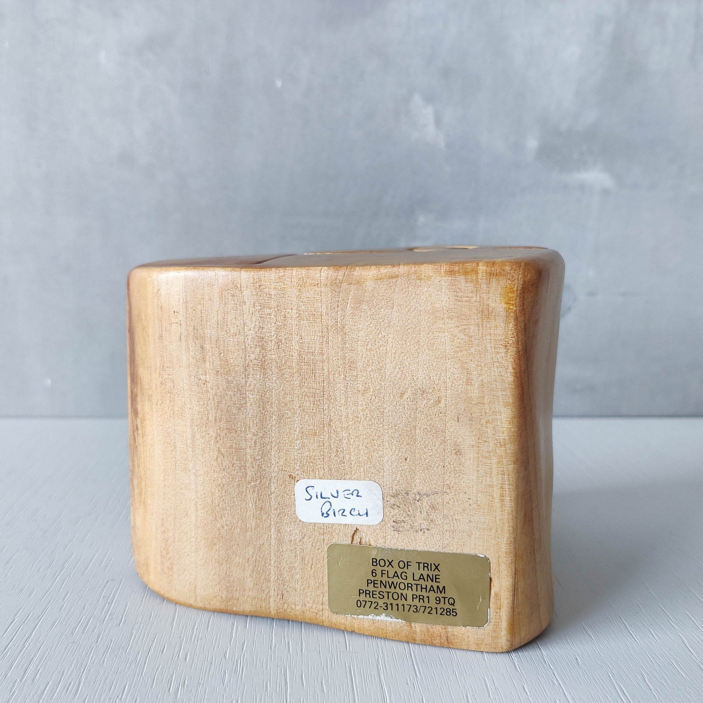 Vintage carved silver birch puzzle jewellery trinket box organic sculpture treen