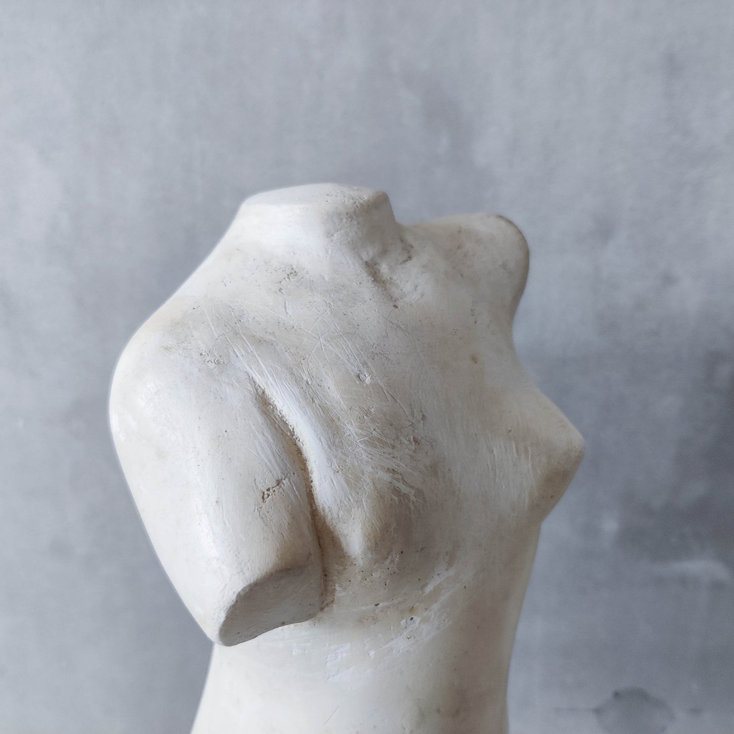 Vintage cast plaster torso nude study sculpture statue figure maquette on plinth