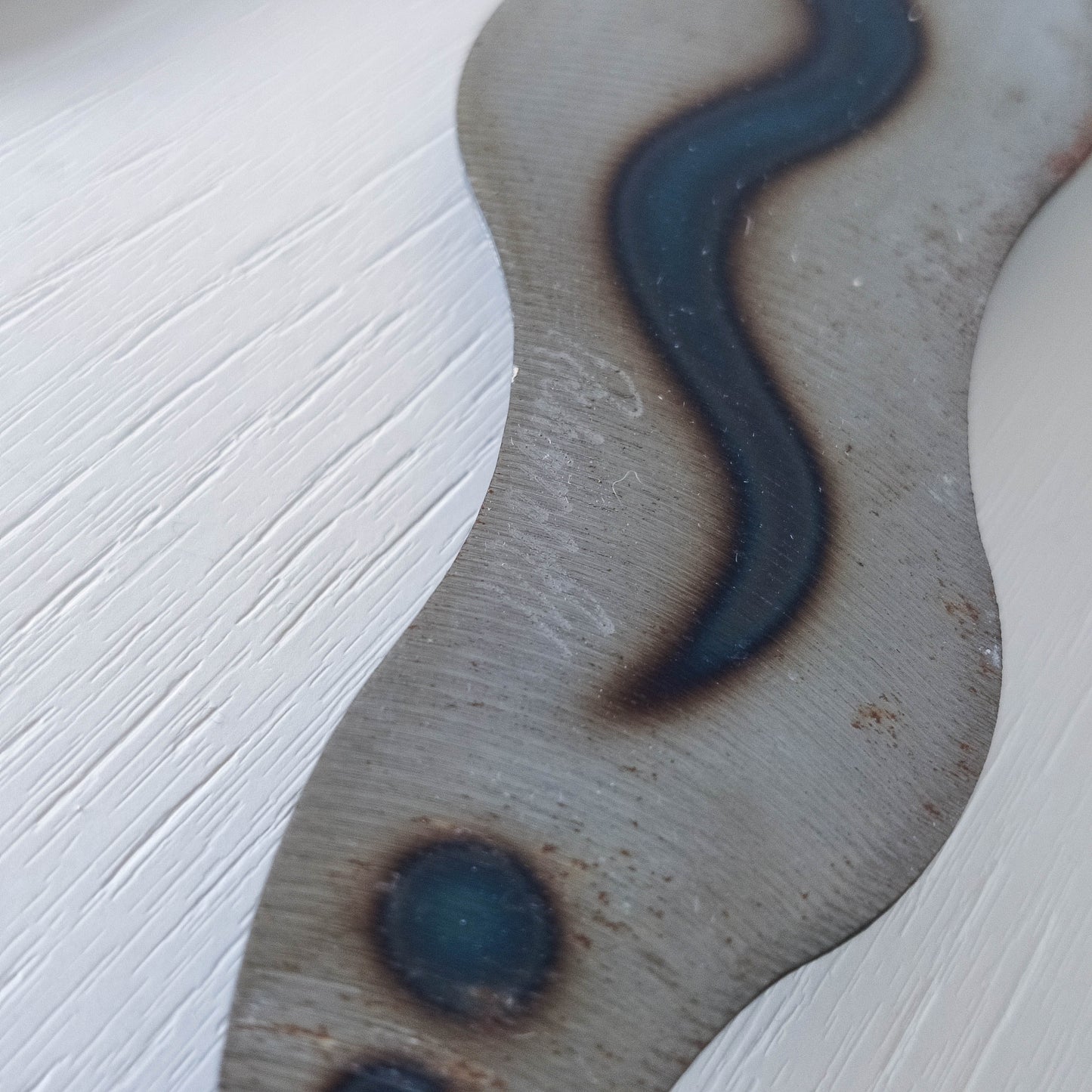 Artisan metalwork metal torched sun sunburst wall clock steel Richard Pell large