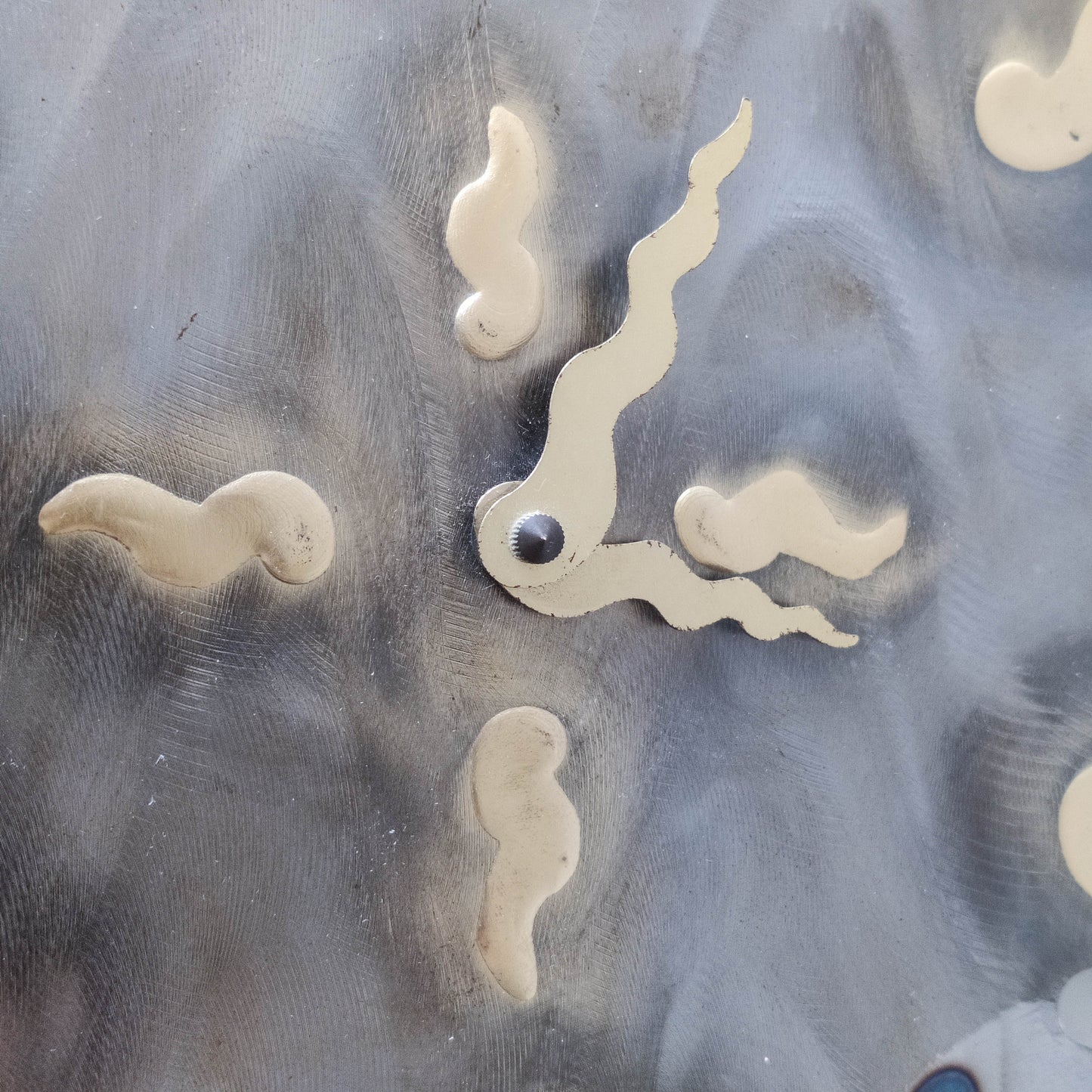 Artisan metalwork metal torched sun sunburst wall clock steel Richard Pell large