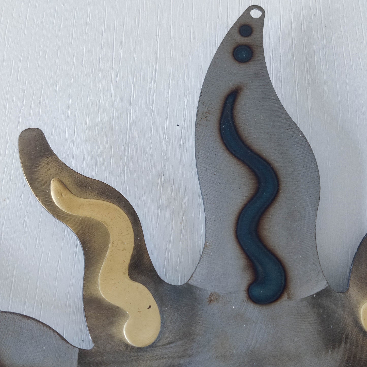 Artisan metalwork metal torched sun sunburst wall clock steel Richard Pell large