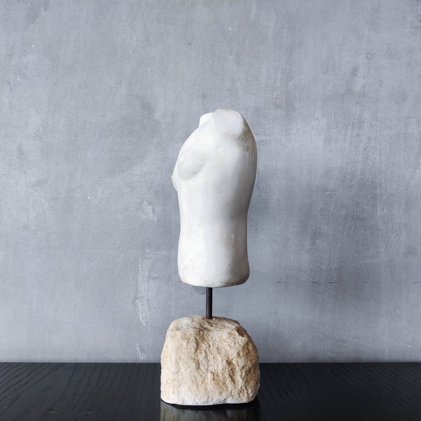 Vintage cast plaster torso nude study sculpture statue figure maquette on plinth