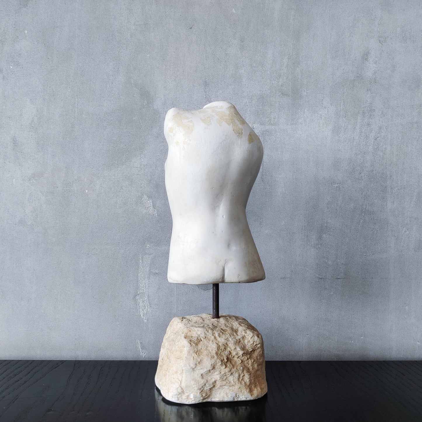 Vintage cast plaster torso nude study sculpture statue figure maquette on plinth