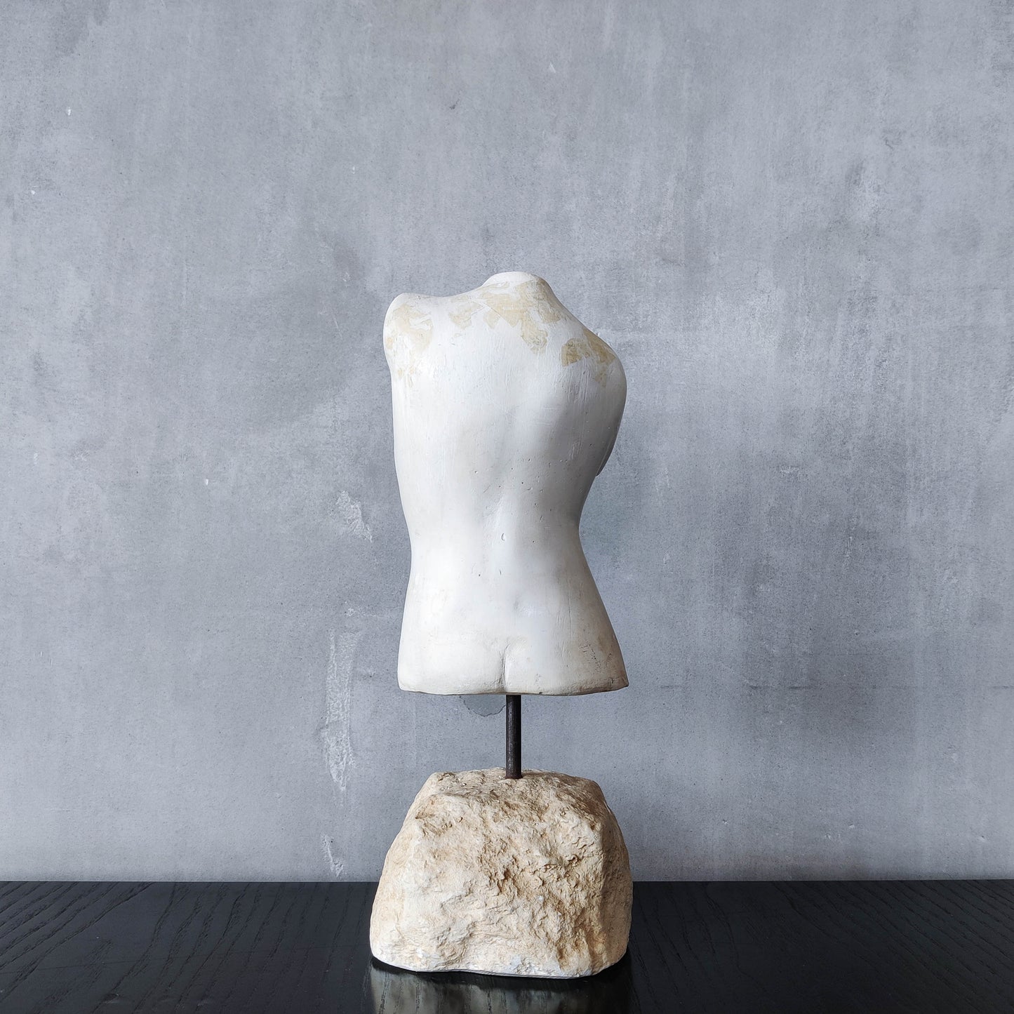 Vintage cast plaster torso nude study sculpture statue figure maquette on plinth