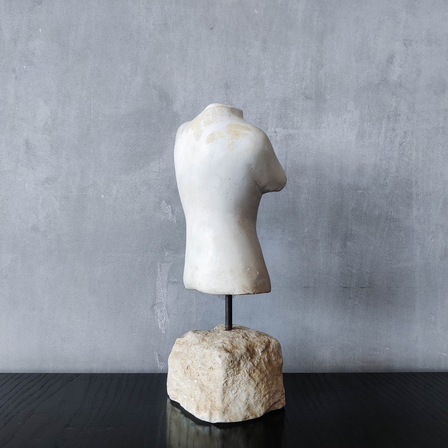 Vintage cast plaster torso nude study sculpture statue figure maquette on plinth