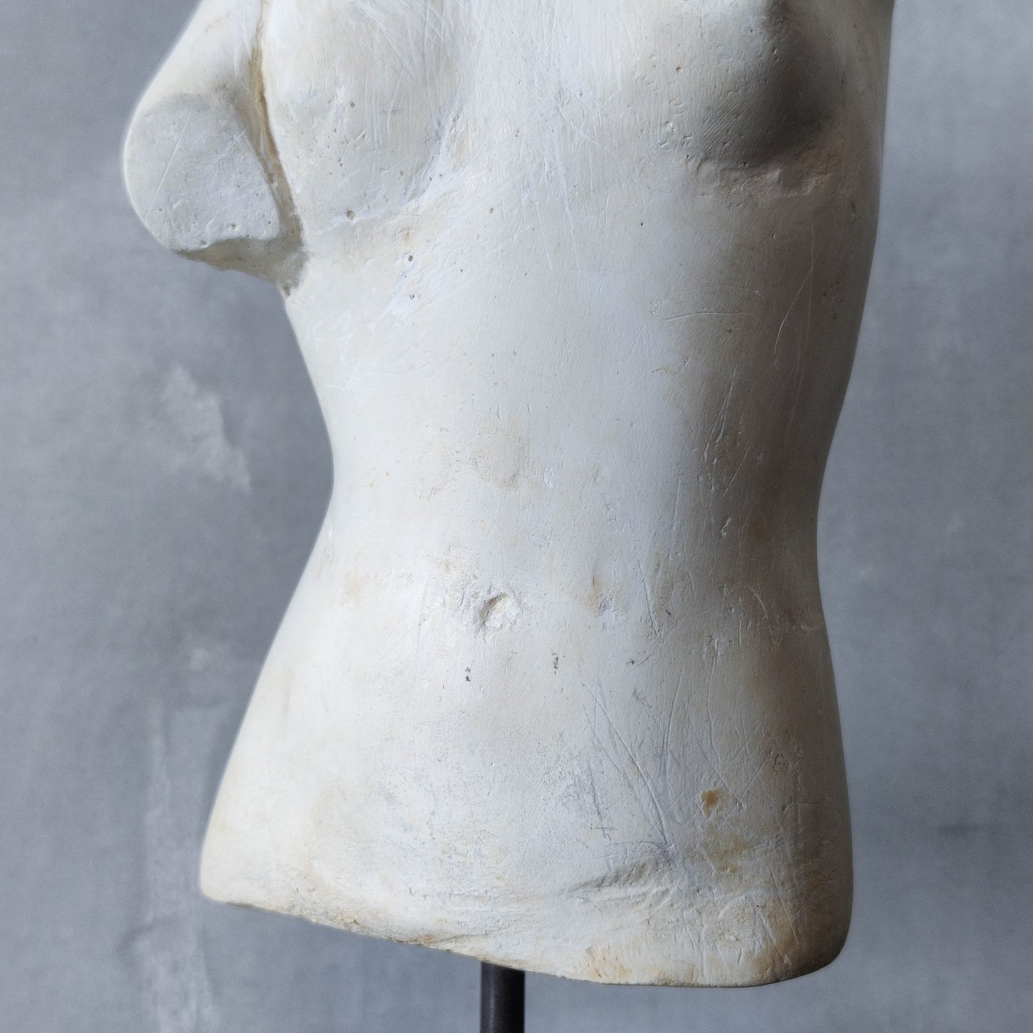 Vintage cast plaster torso nude study sculpture statue figure maquette on plinth