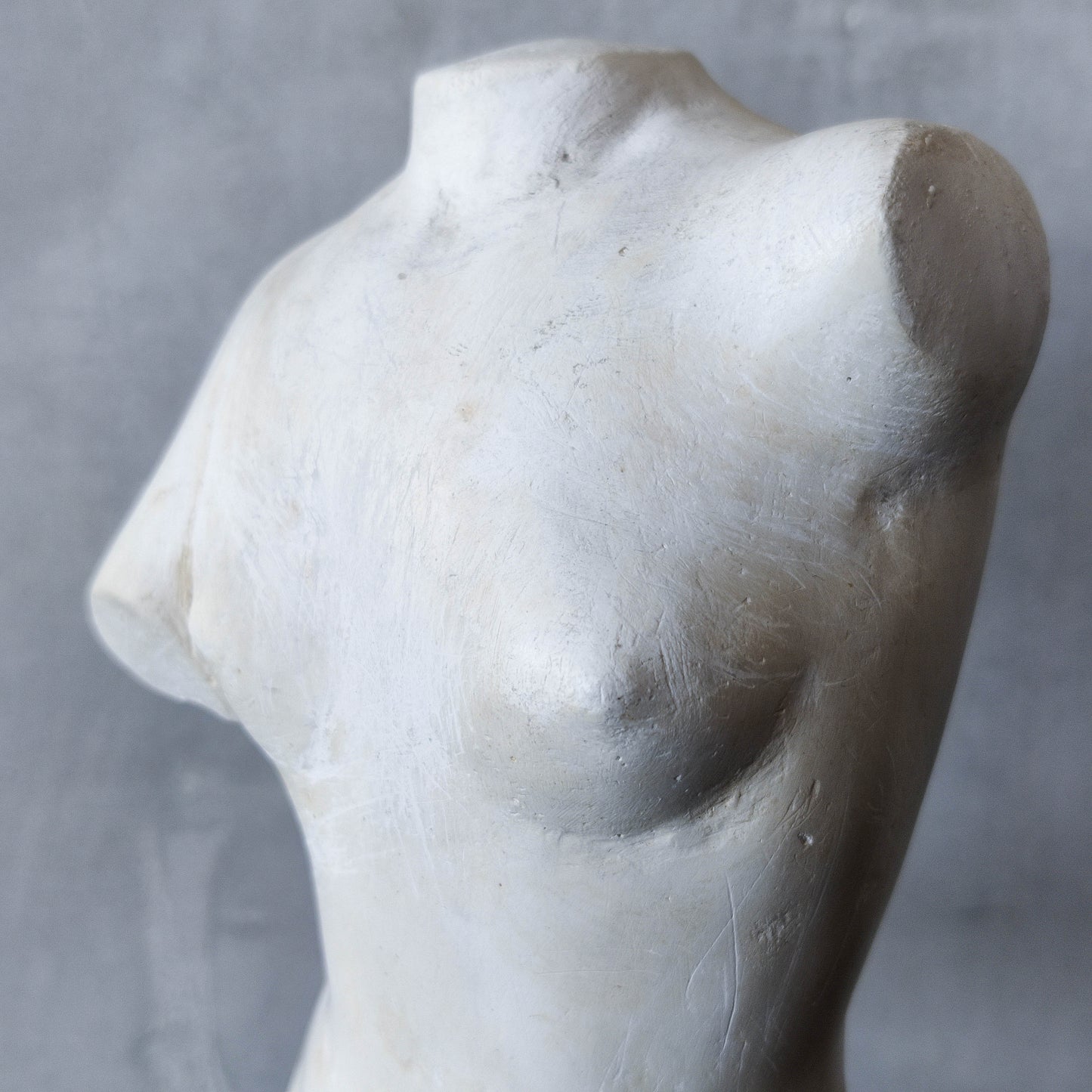 Vintage cast plaster torso nude study sculpture statue figure maquette on plinth
