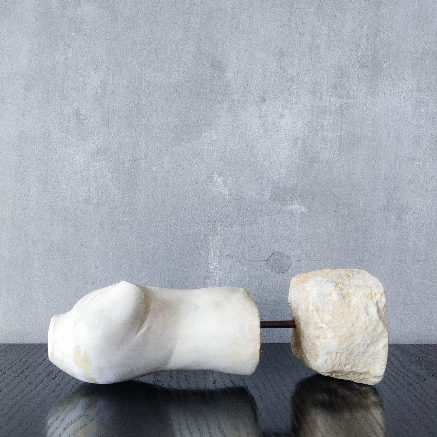 Vintage cast plaster torso nude study sculpture statue figure maquette on plinth