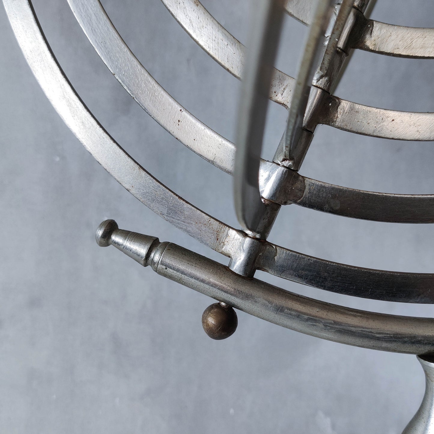 20th century Copernican armillary sphere orrery globe steel and brass sculpture
