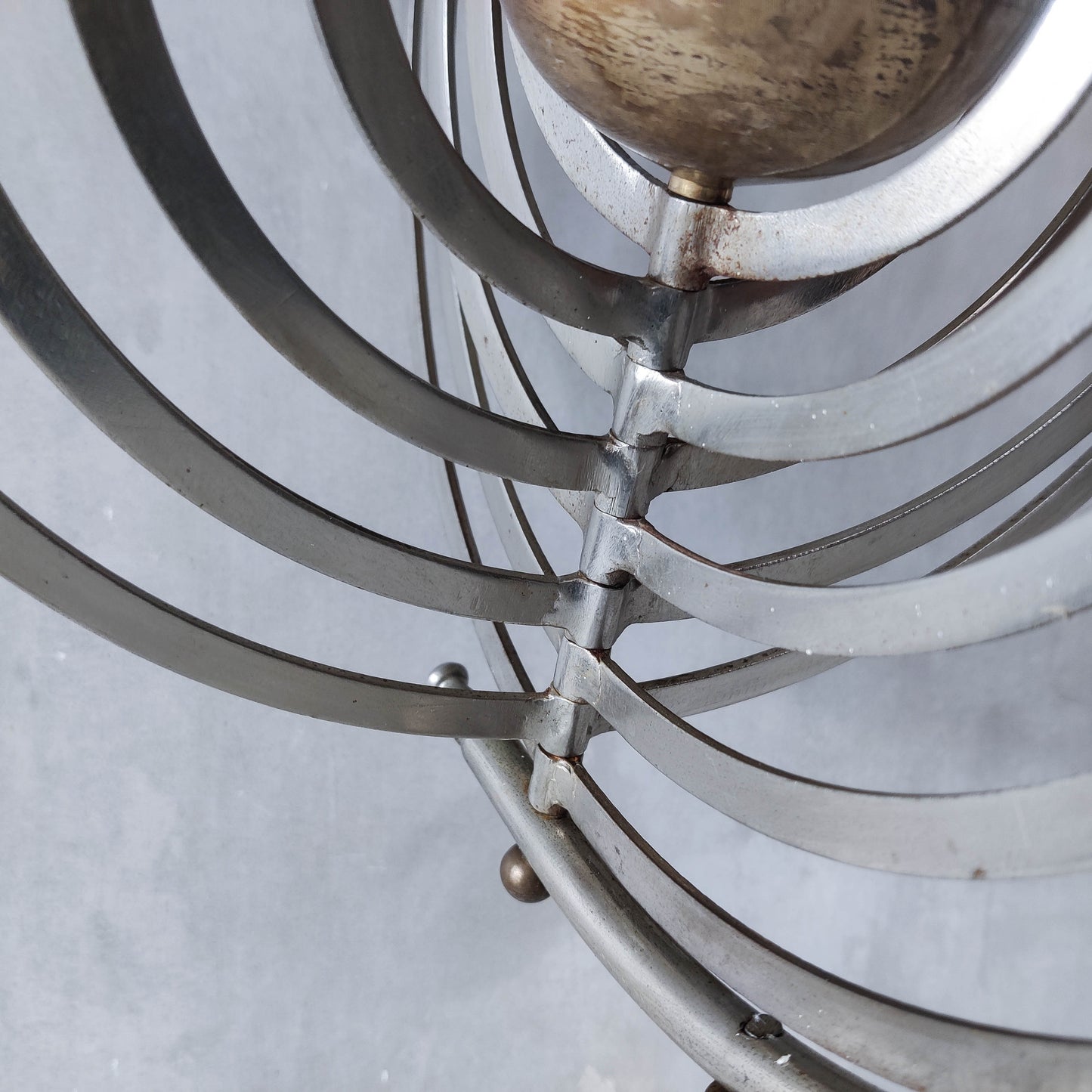 20th century Copernican armillary sphere orrery globe steel and brass sculpture
