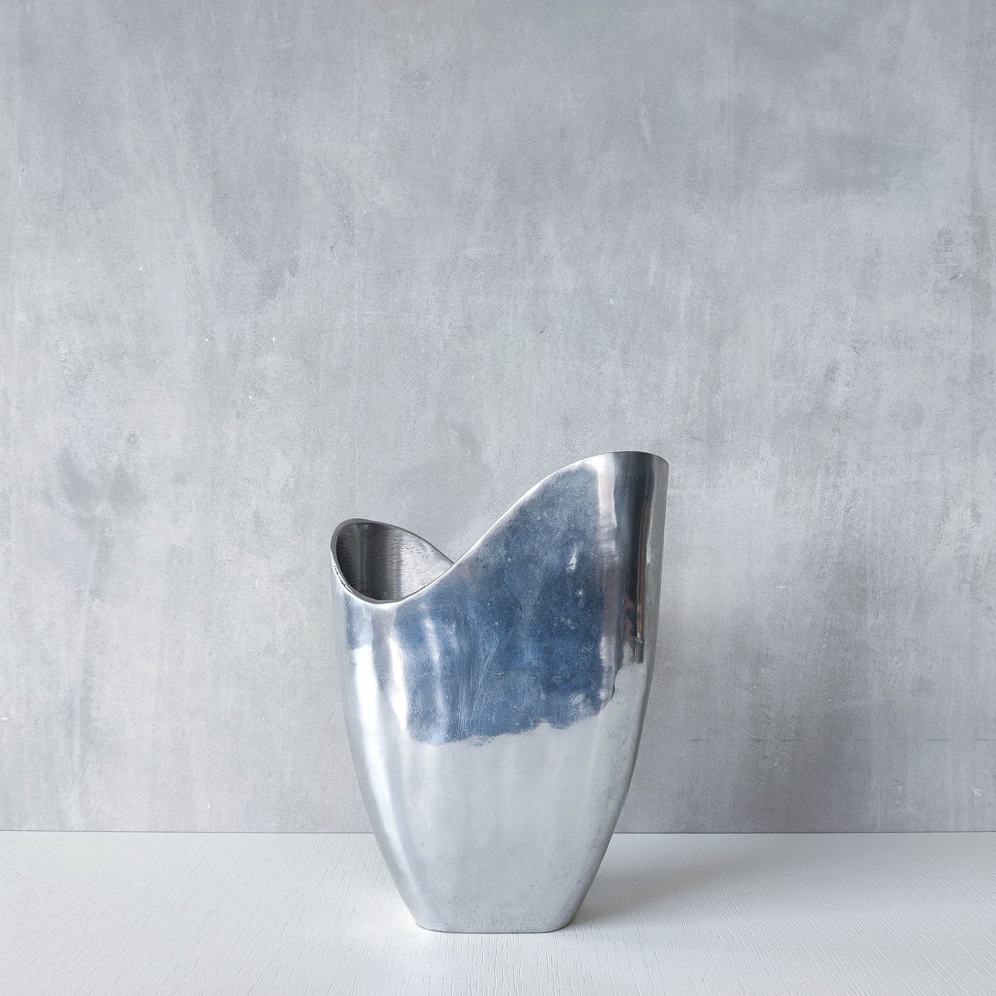 Anna Efverlund 1990s hand cast aluminium vase Swedish organic modernist form