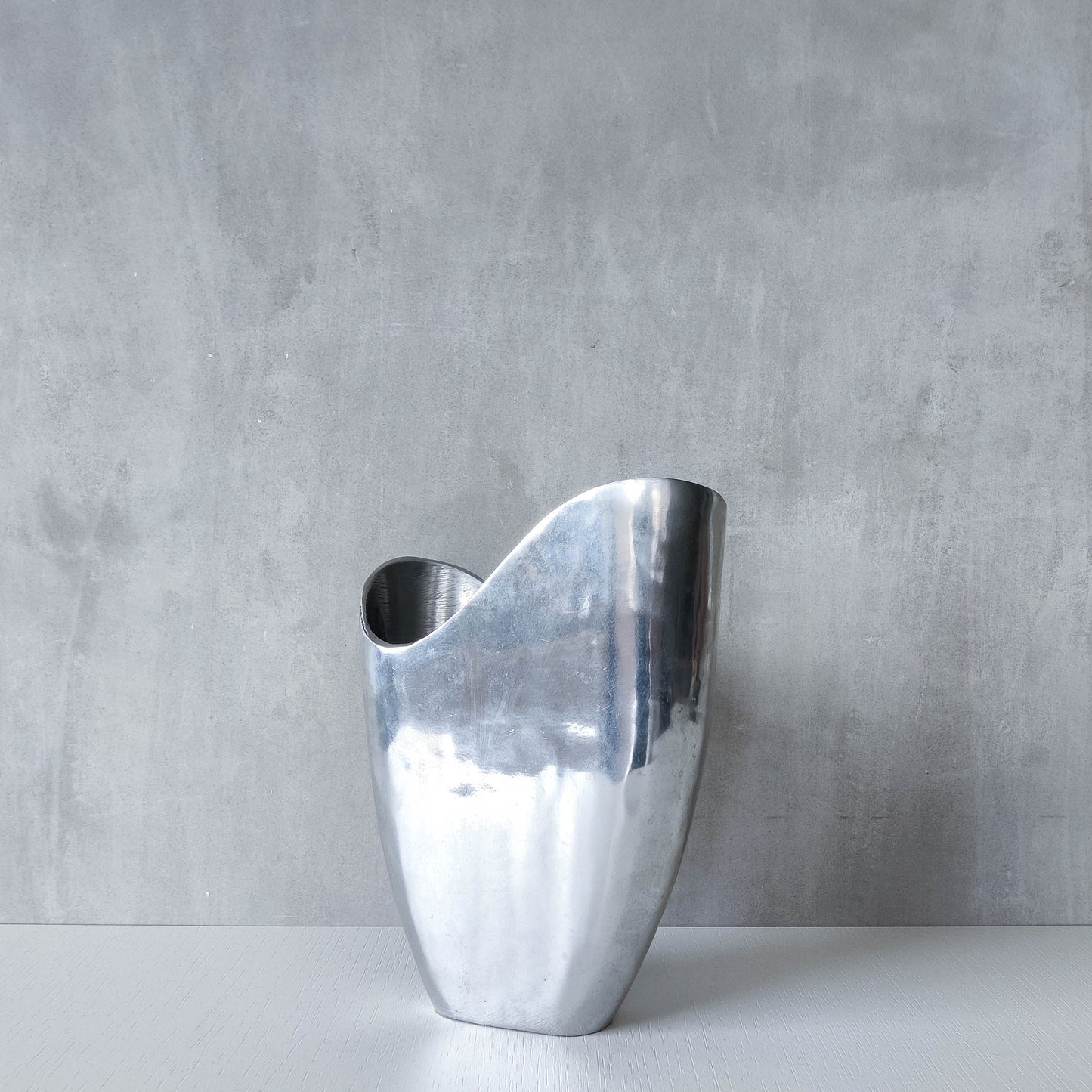 Anna Efverlund 1990s hand cast aluminium vase Swedish organic modernist form