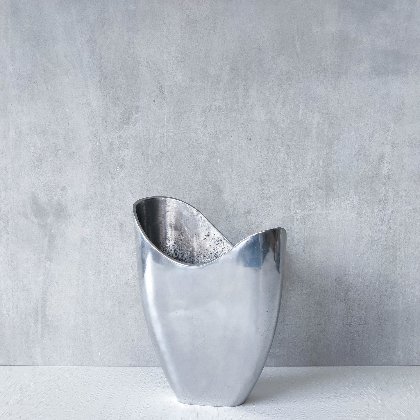 Anna Efverlund 1990s hand cast aluminium vase Swedish organic modernist form