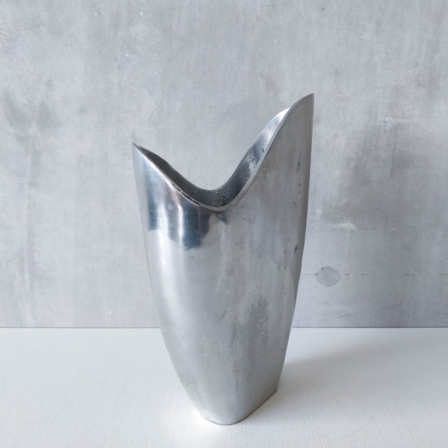Anna Efverlund 1990s hand cast aluminium vase Swedish organic modernist form