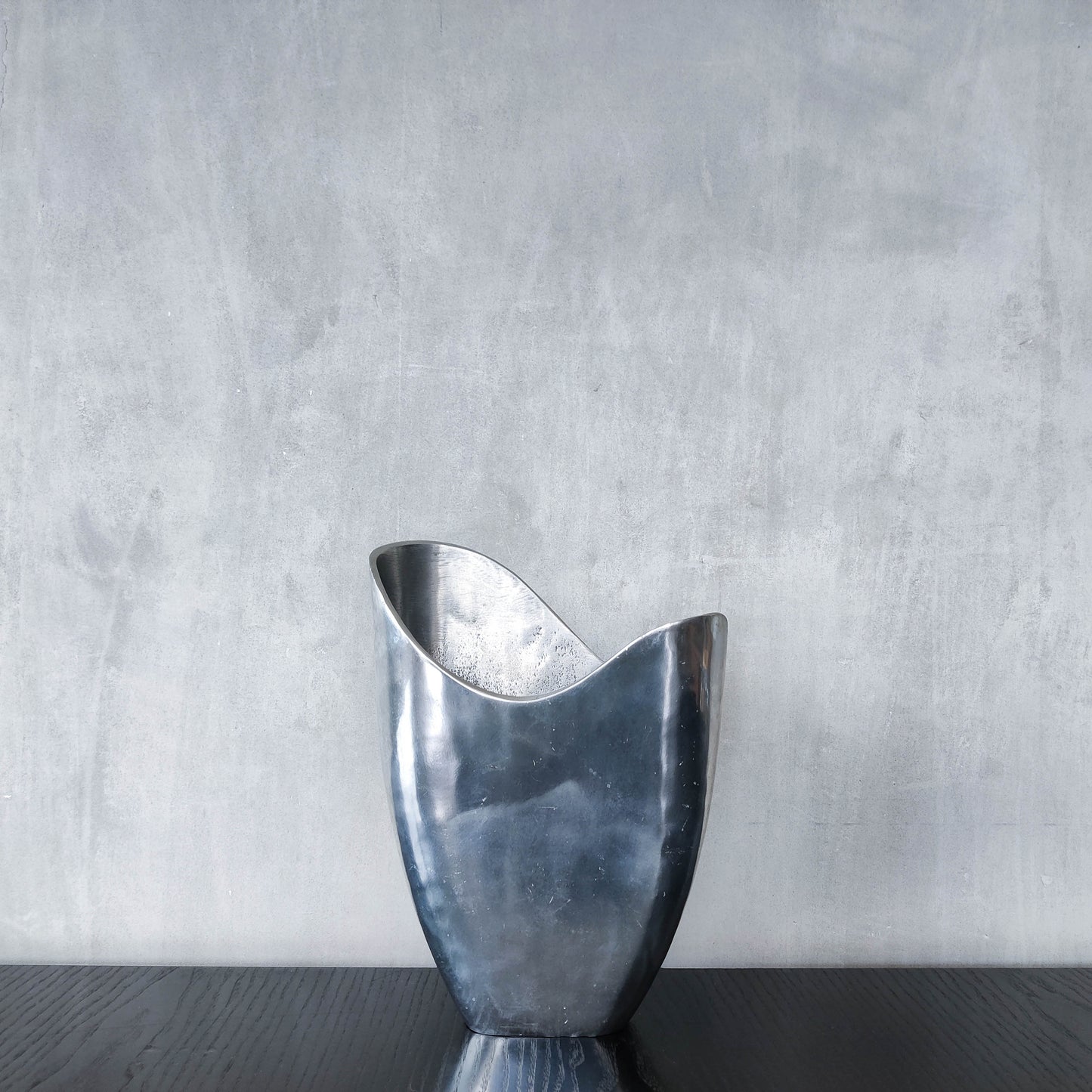 Anna Efverlund 1990s hand cast aluminium vase Swedish organic modernist form