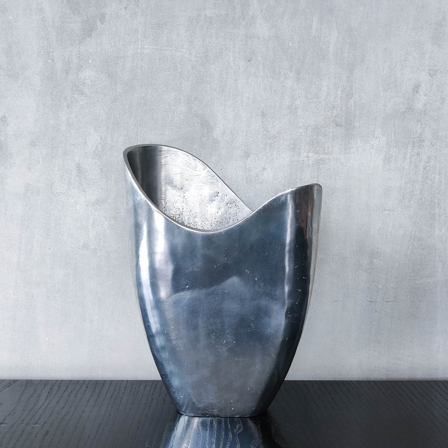 Anna Efverlund 1990s hand cast aluminium vase Swedish organic modernist form