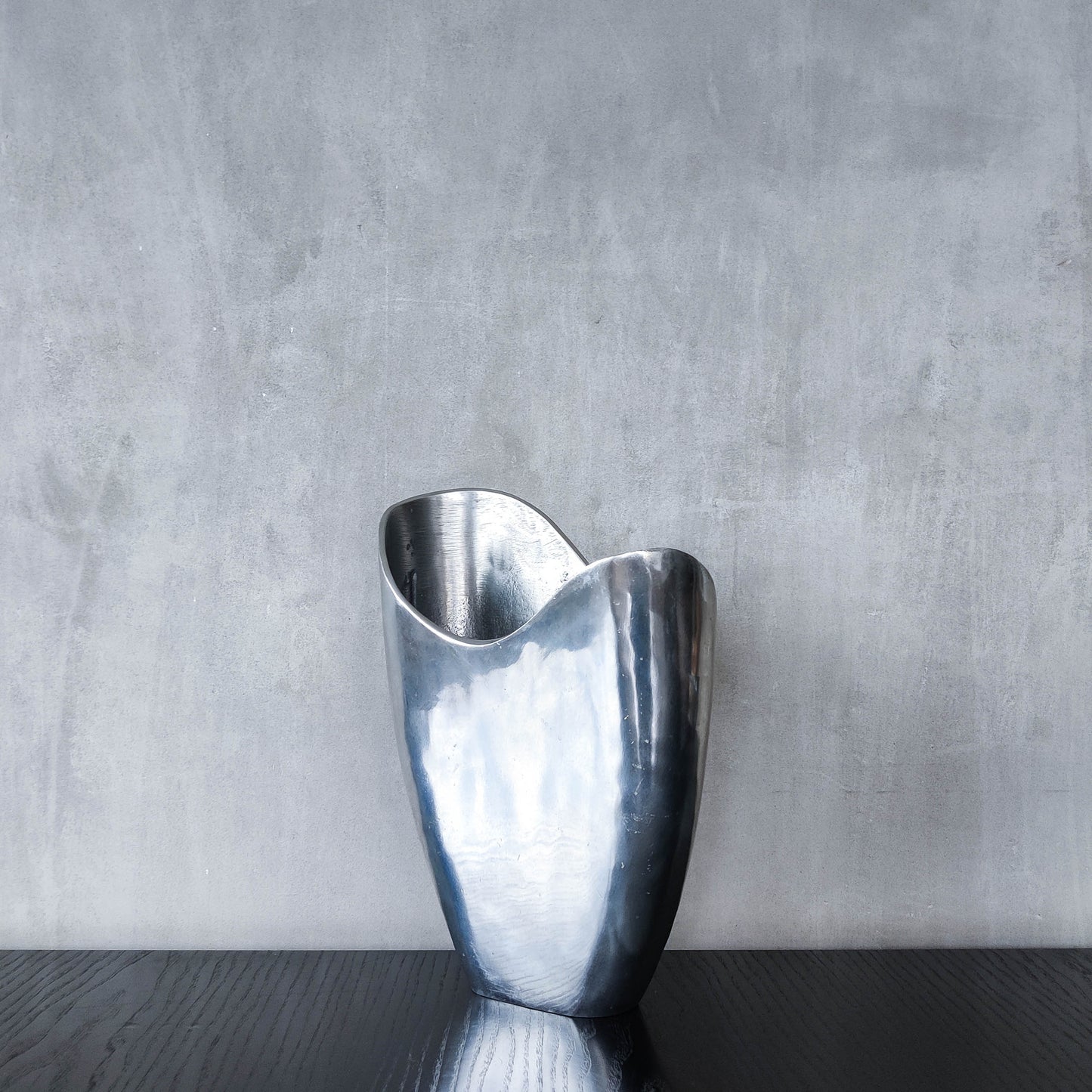 Anna Efverlund 1990s hand cast aluminium vase Swedish organic modernist form