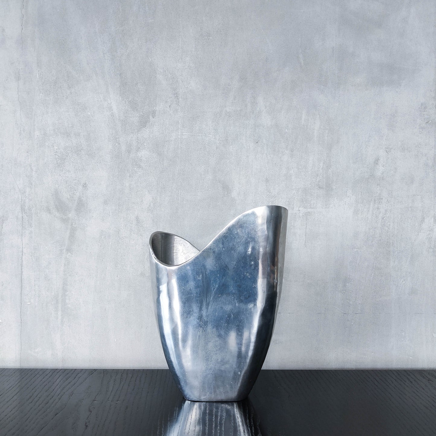 Anna Efverlund 1990s hand cast aluminium vase Swedish organic modernist form