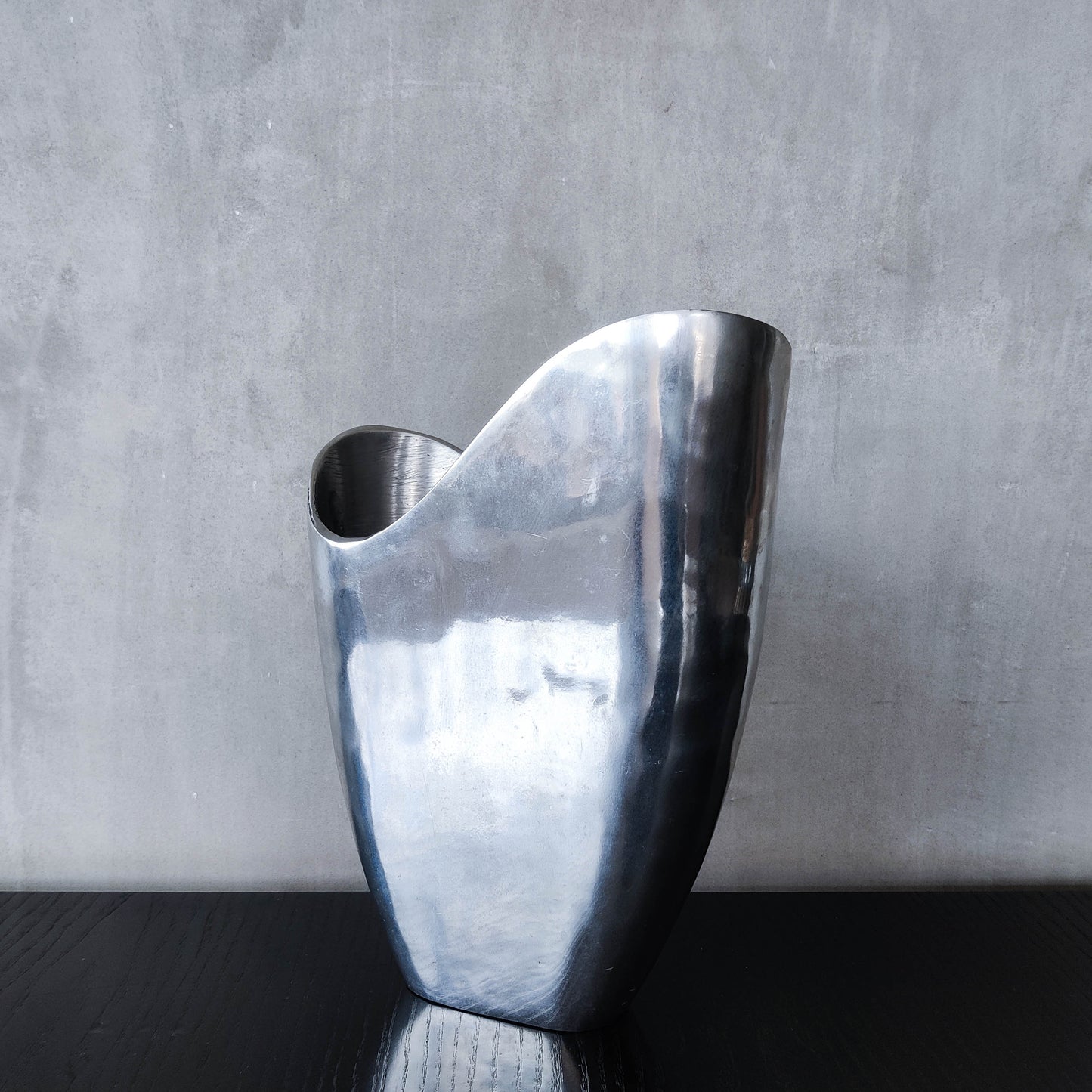 Anna Efverlund 1990s hand cast aluminium vase Swedish organic modernist form