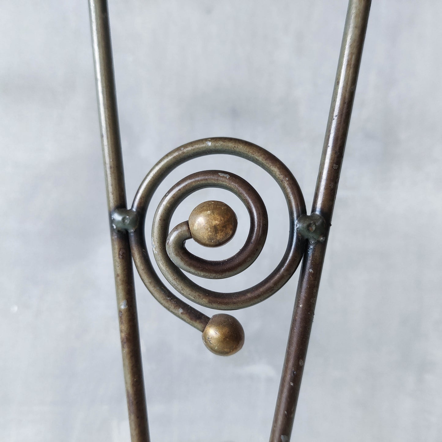 Pair of vintage 1990s pricket top spiral steel metalwork candle holders