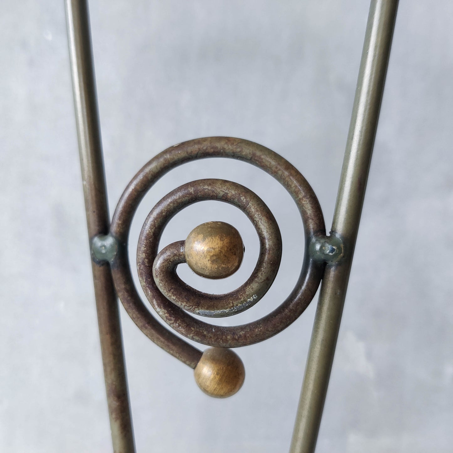 Pair of vintage 1990s pricket top spiral steel metalwork candle holders