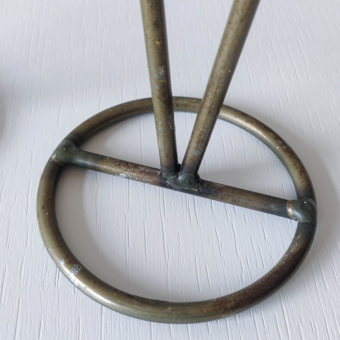 Pair of vintage 1990s pricket top spiral steel metalwork candle holders