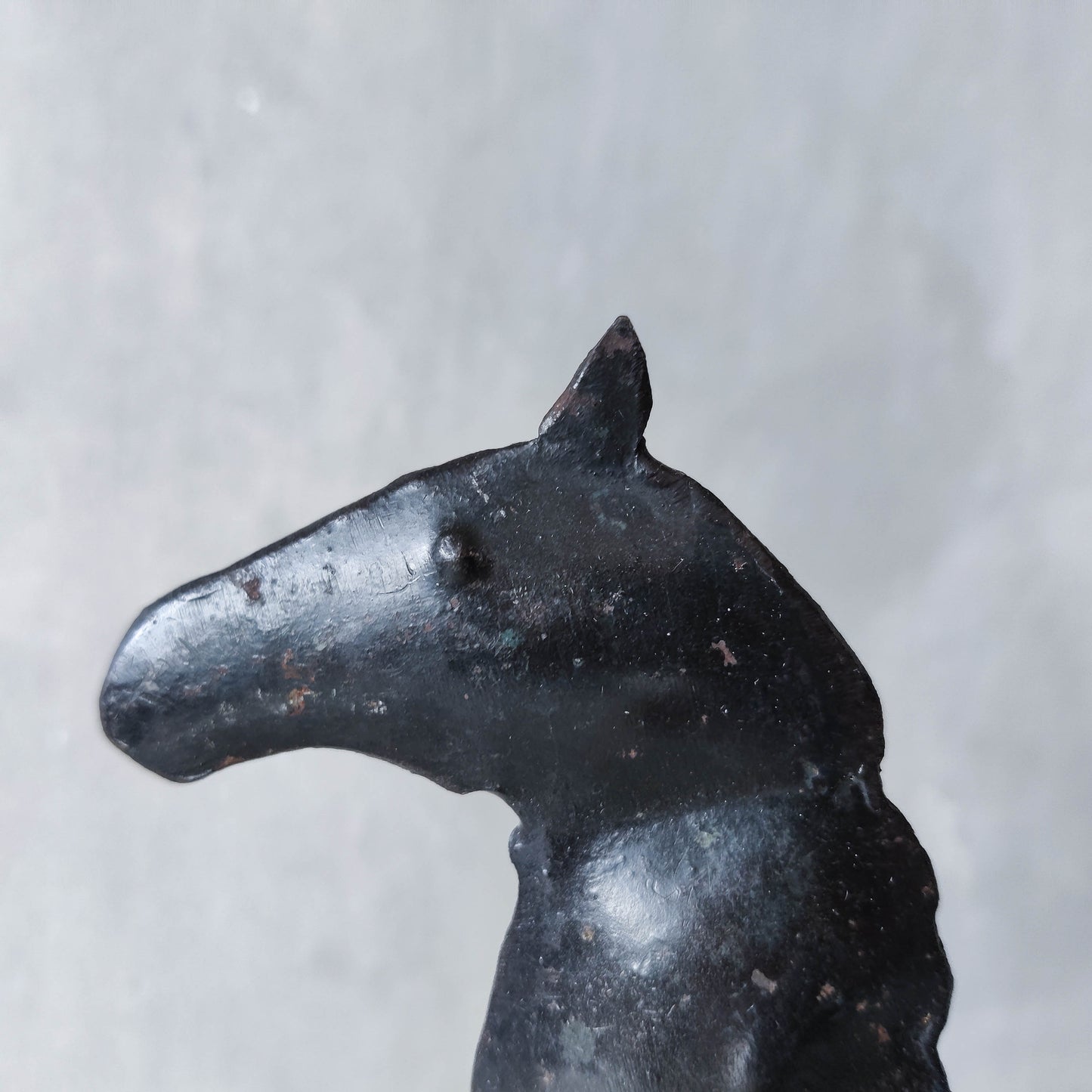 Hand forged steel vintage brutalist style welded horse candle holder