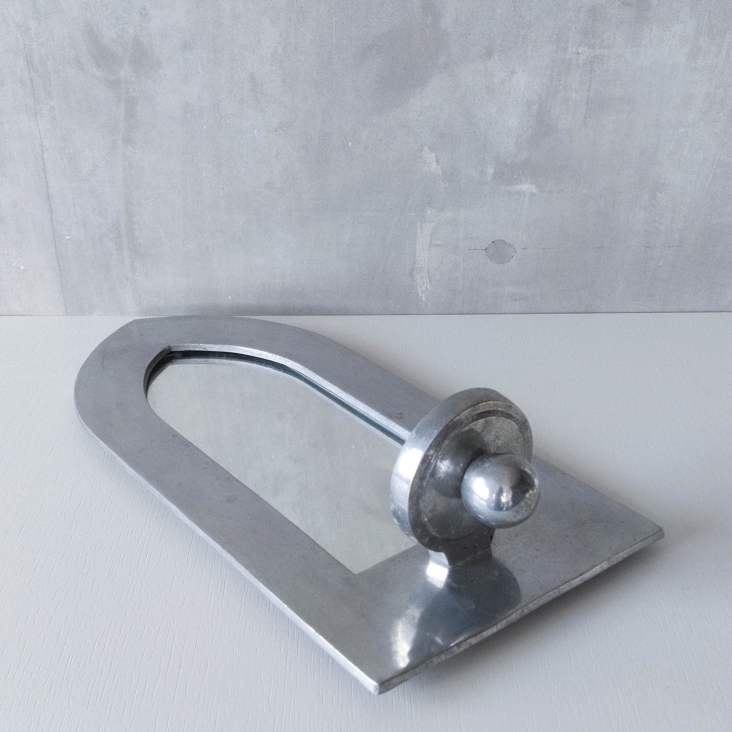 Vintage 1990s chunky cast aluminium arched mirror candle sconce