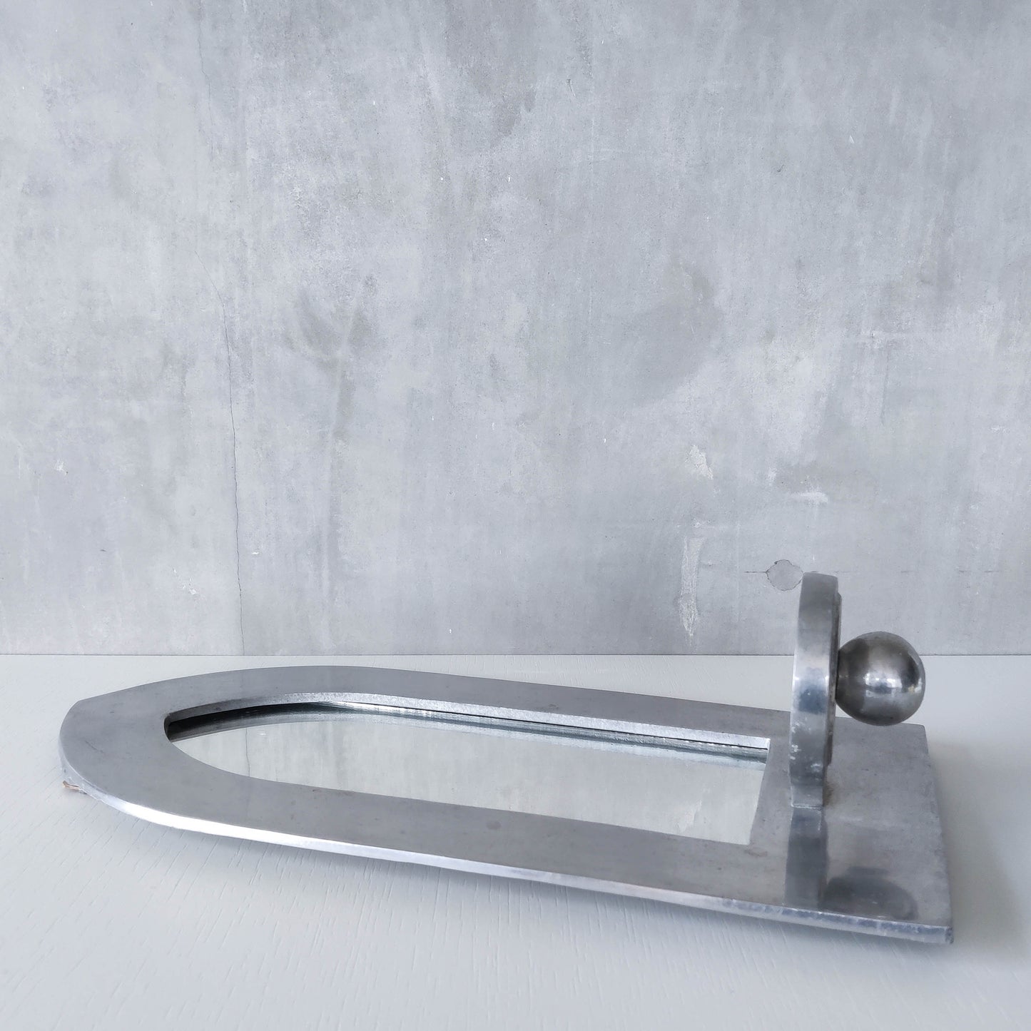 Vintage 1990s chunky cast aluminium arched mirror candle sconce