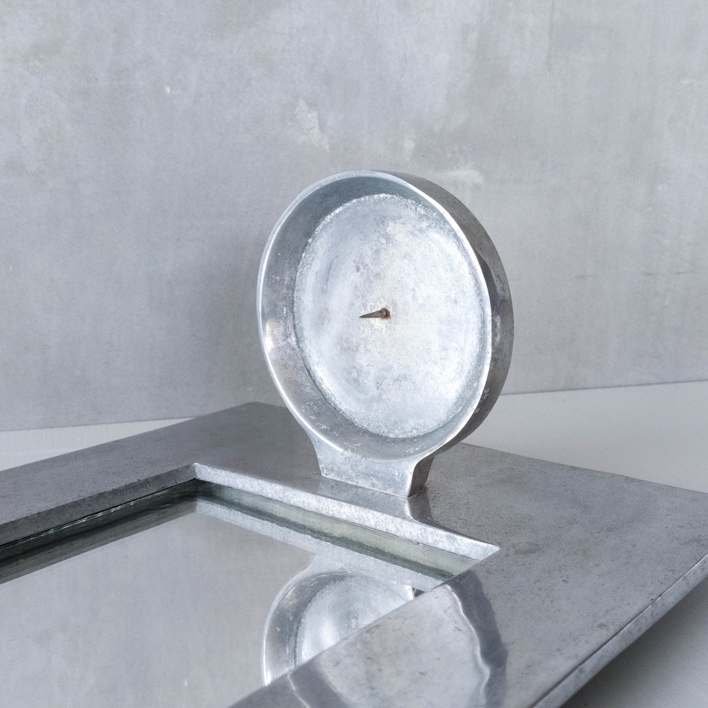 Vintage 1990s chunky cast aluminium arched mirror candle sconce