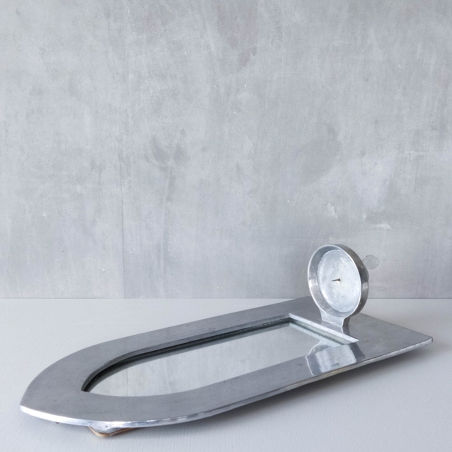 Vintage 1990s chunky cast aluminium arched mirror candle sconce