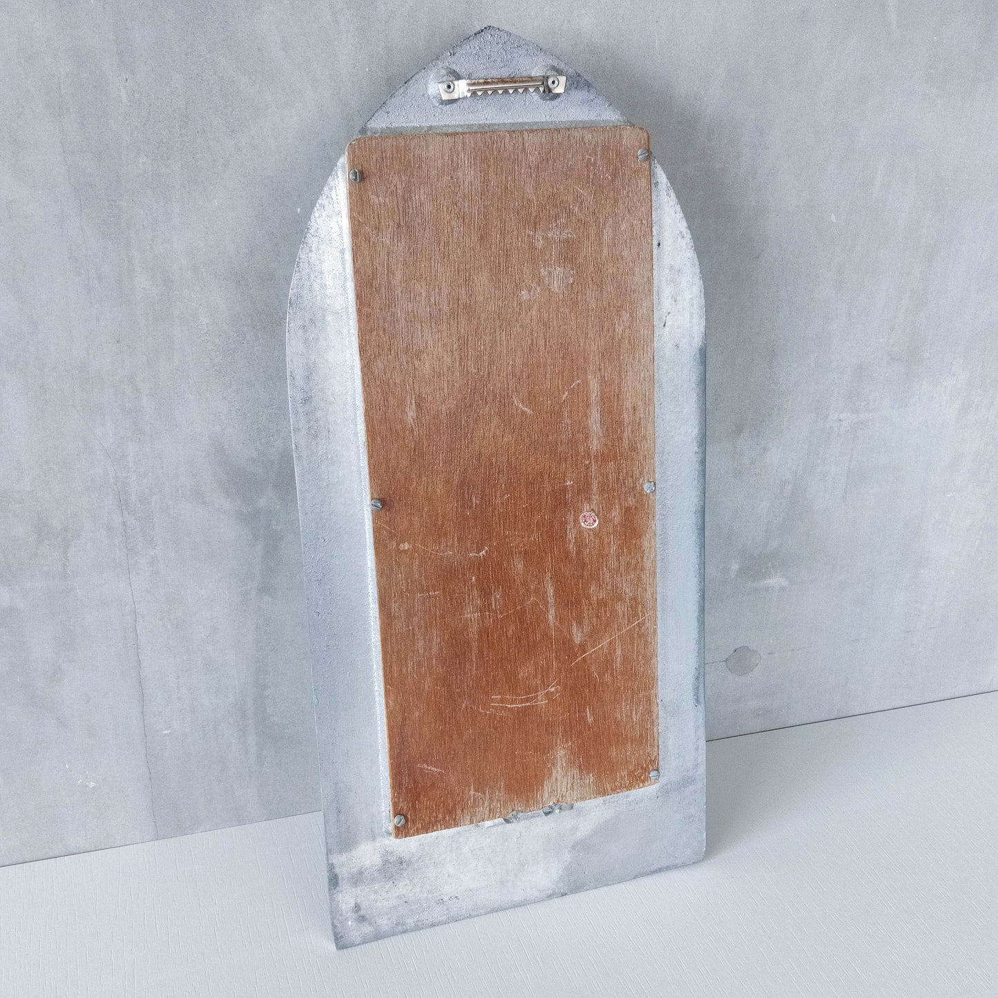 Vintage 1990s chunky cast aluminium arched mirror candle sconce