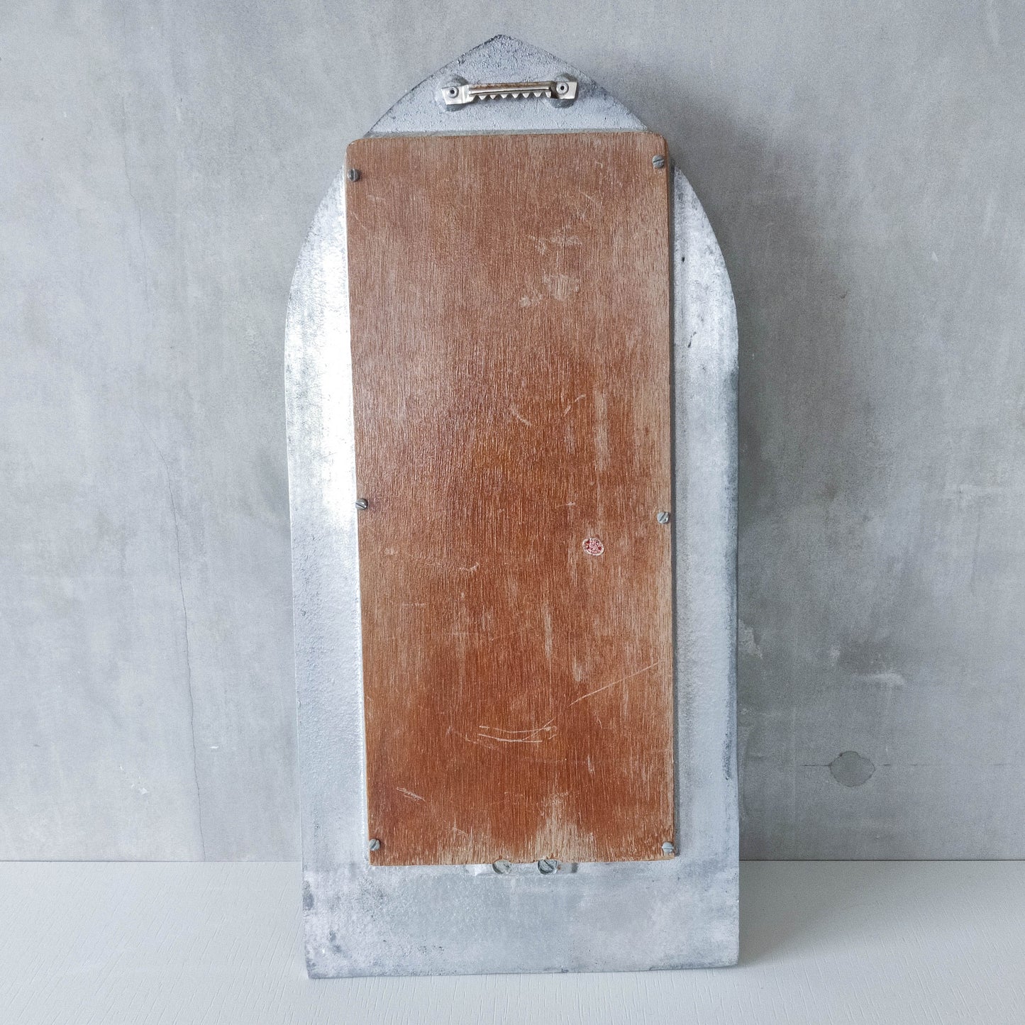 Vintage 1990s chunky cast aluminium arched mirror candle sconce