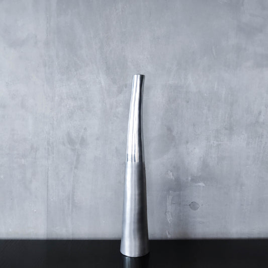 Vintage 1990s tapered slender cast aluminium sculptural bud vase